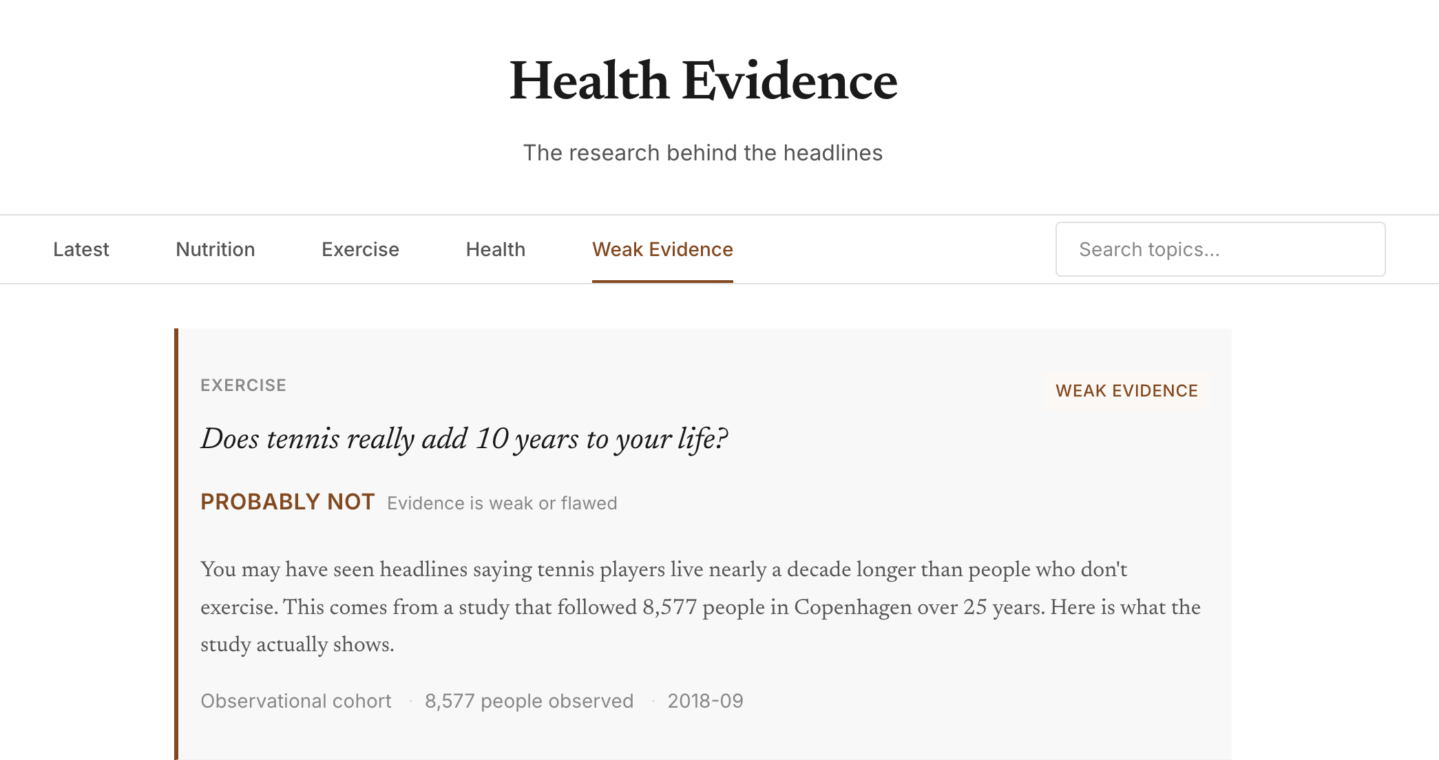 Health Evidence Website